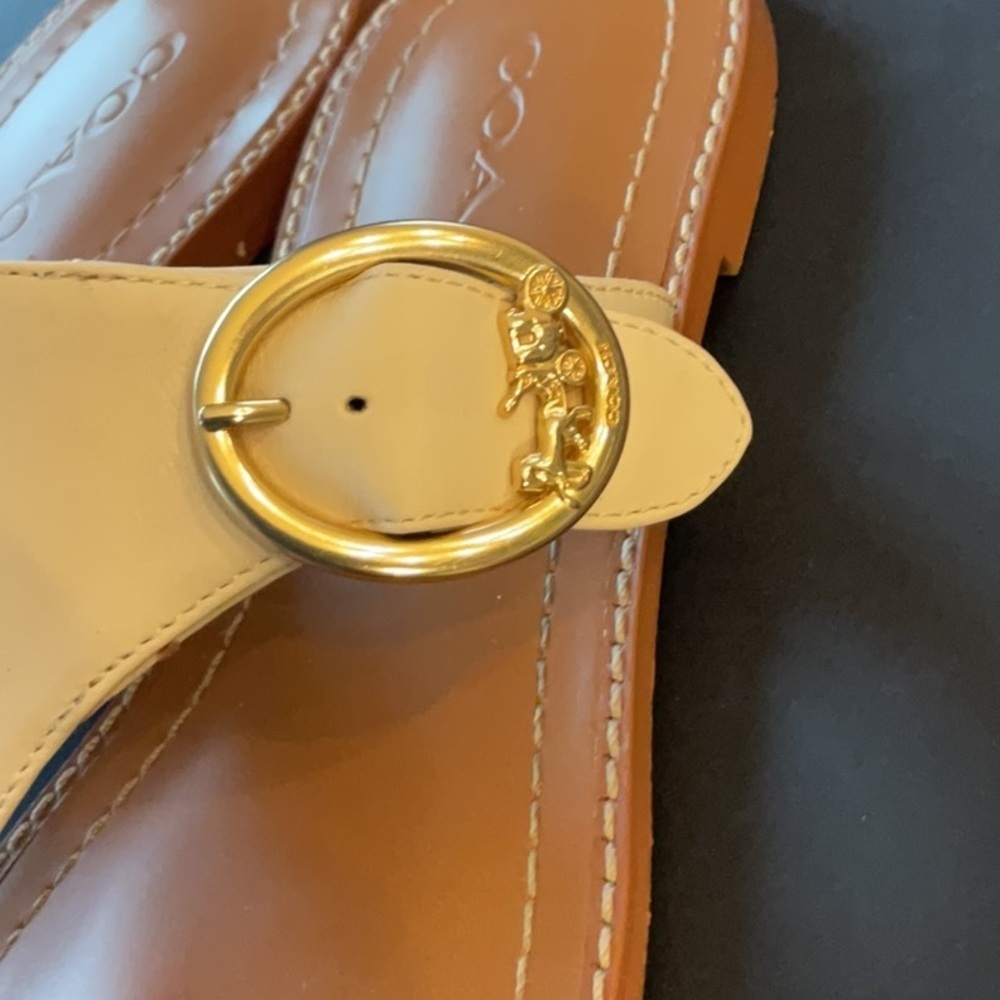 Coach Lesli leather sandal in Chalk size 6.5 - Picture 3 of 10
